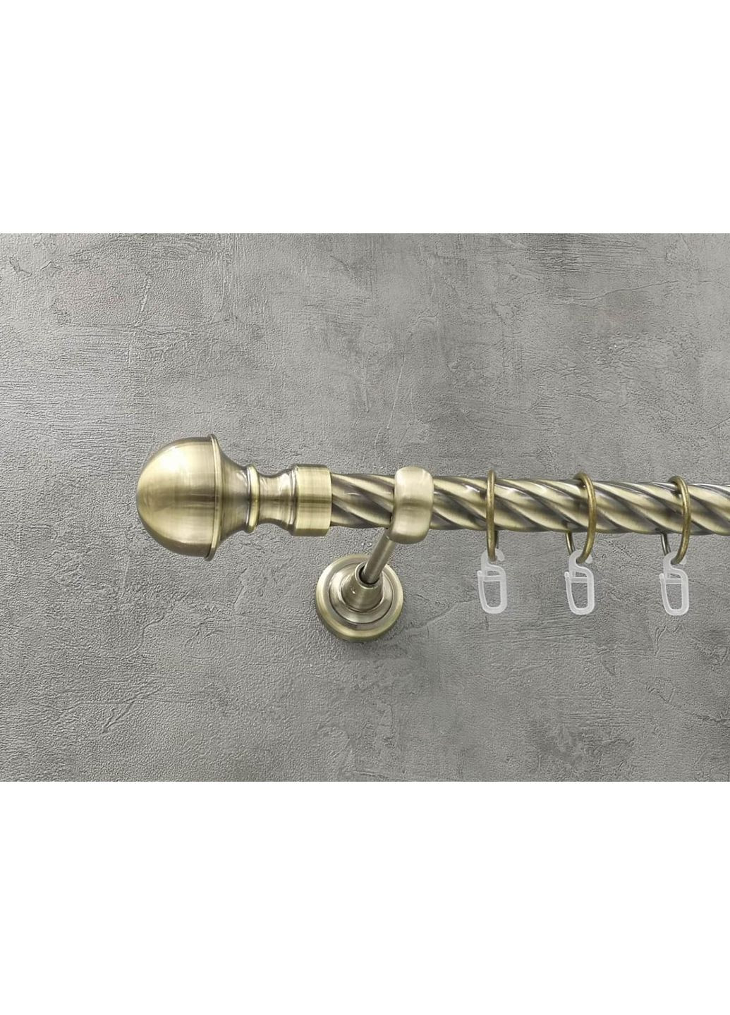 Карниз Бостон кручена штанга одинарний відкритий 25 мм 240 см Антик Quadrum (352778450)