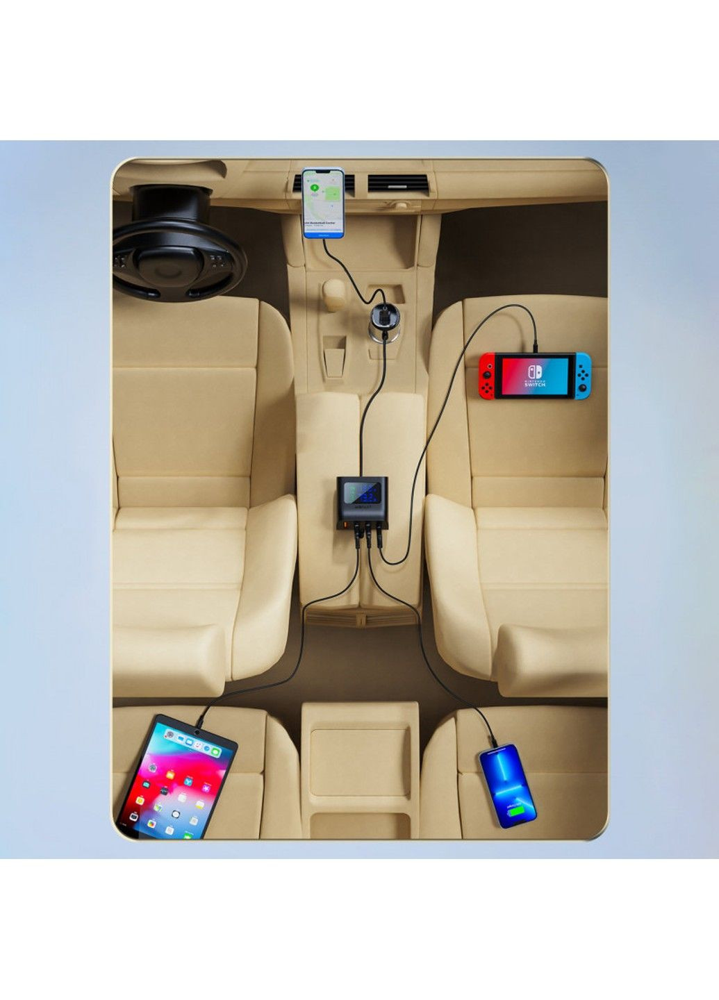 АЗУ B8 digital display car HUB charger Acefast (291880615)