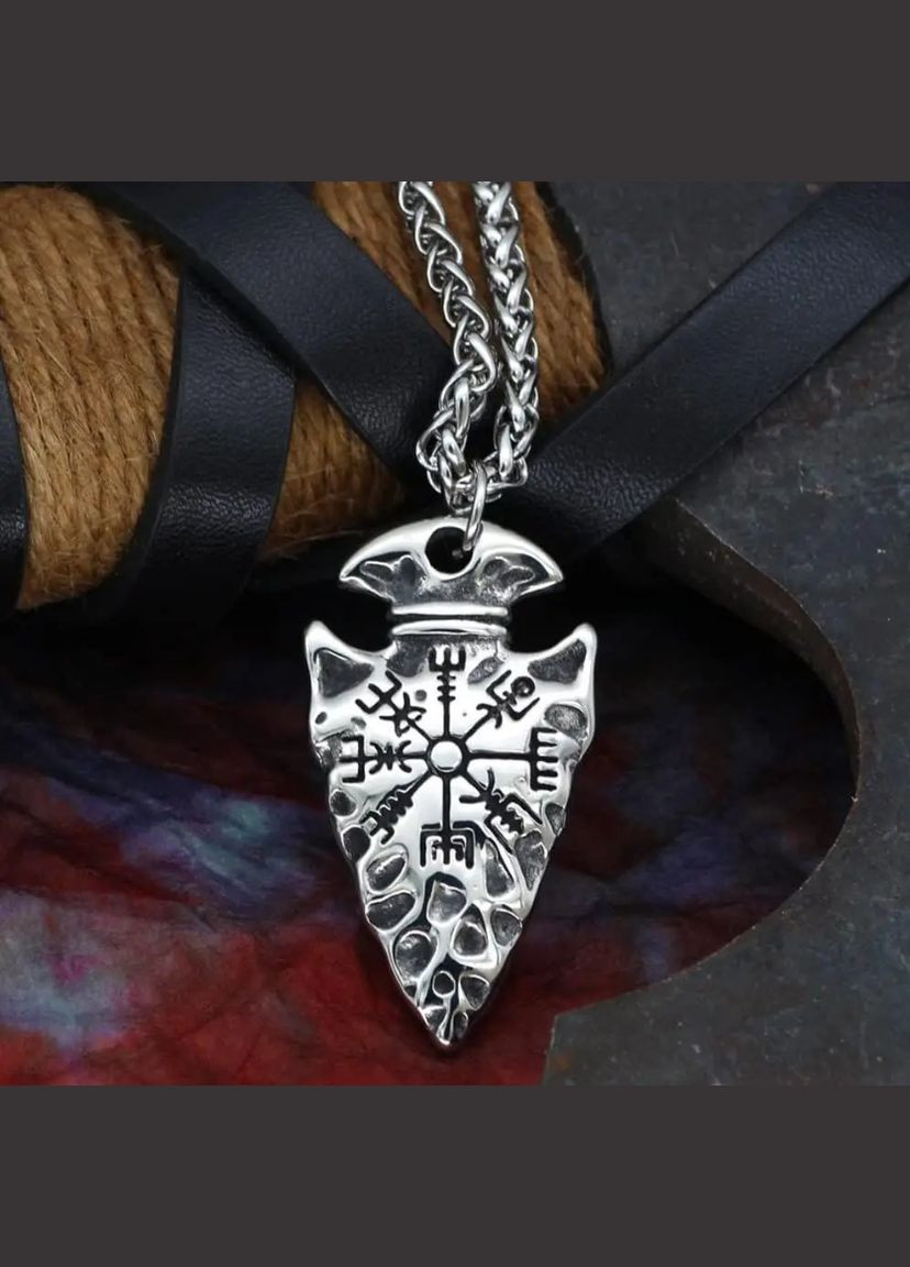 Намисто з підвіскою з наконечником списа Viking, талісман компас вікінга чоловічий Сірий No Brand (330758185)