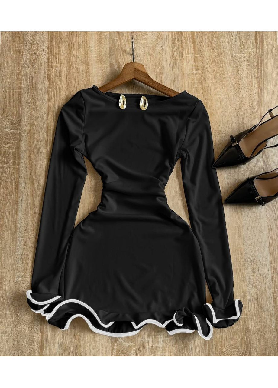 Чорна повсякденний, вечірня, ділова, кежуал жіноча сукня силуетна No Brand однотонна