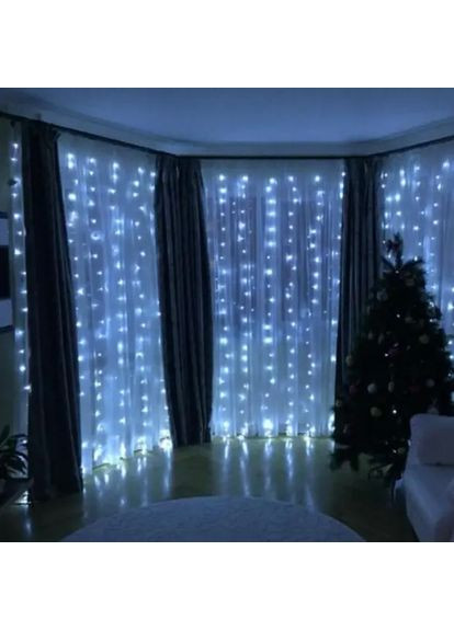 Новорічні гірлянди. Гірлянда водоспад 320-400L 3x3м (10х32 Ламп) Біла (7150) Digital (363831697)