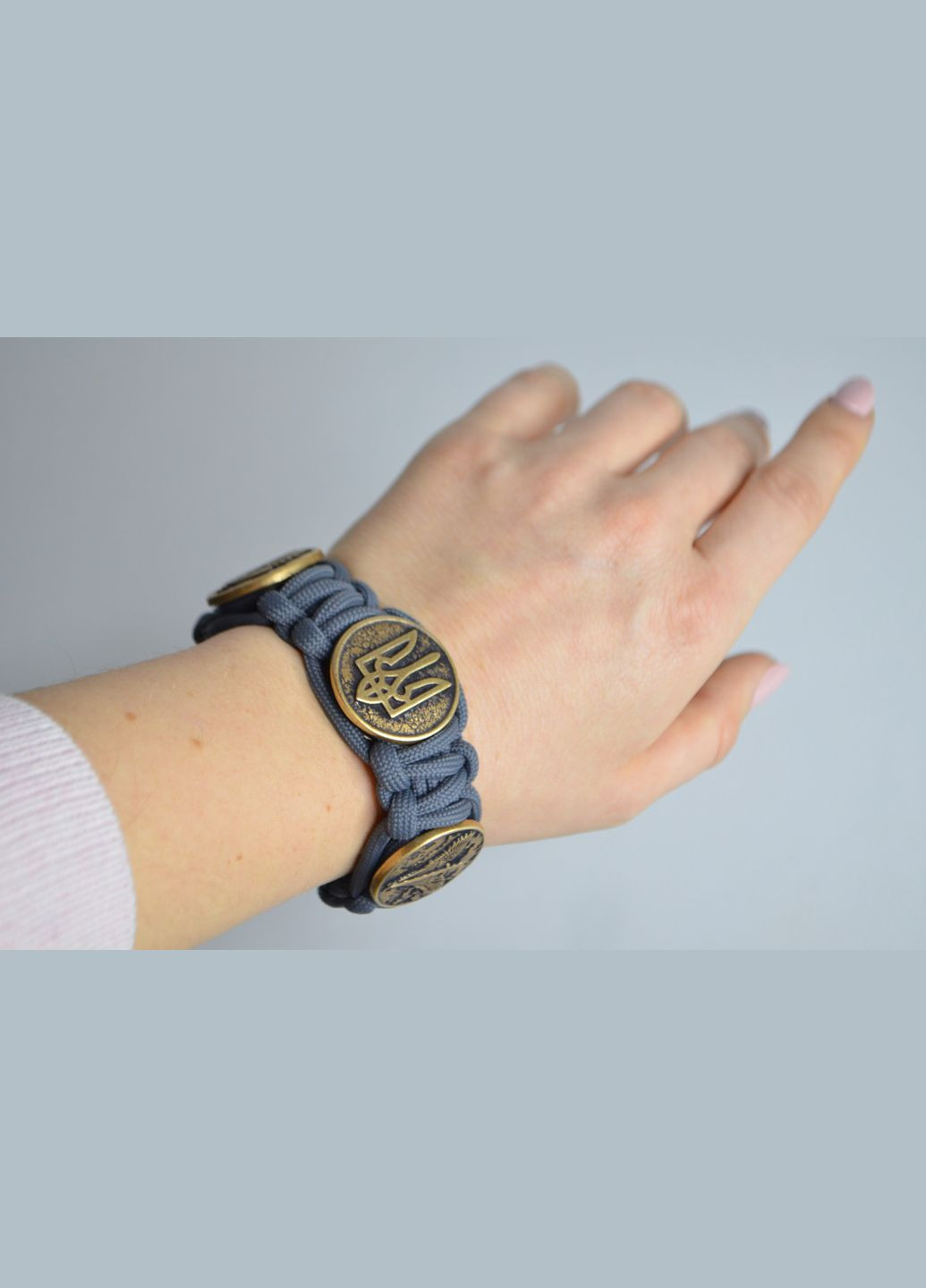 Набір Браслет з ДШВ, морською піхотою та гербом України, застібка-вишиванка з латуні,бронзи + брелок з козаком No Brand (341738964)