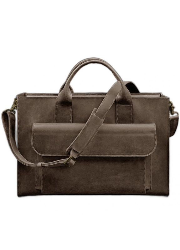 Сумка мужская кожаная через плечо для ноутбука и документов темно-коричневая Crazy horse BlankNote (302008905)