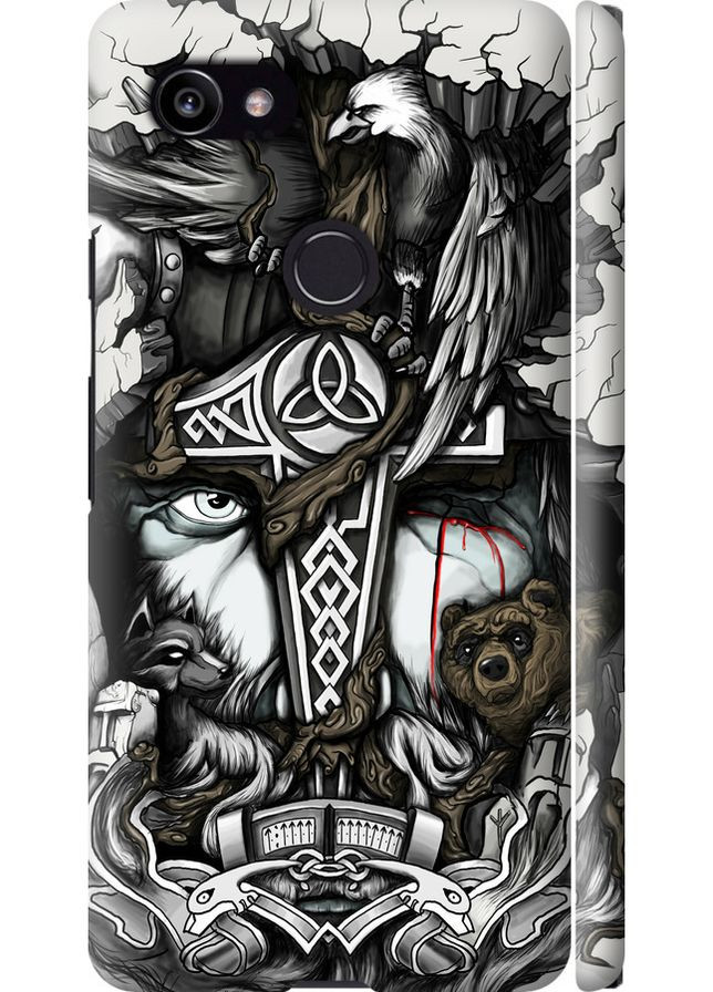 3D пластиковый матовый чехол 'Тату Викинг' для Endorphone Google PixeL 2 XL (257834293)