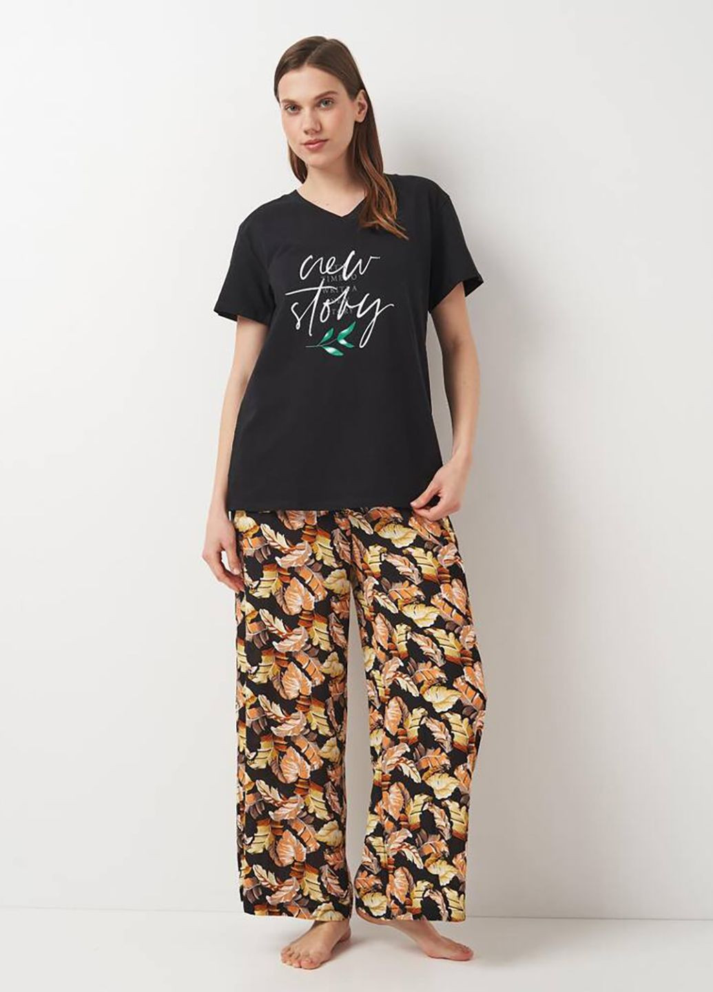Черная всесезон пижама футболка + брюки Sweet Heart