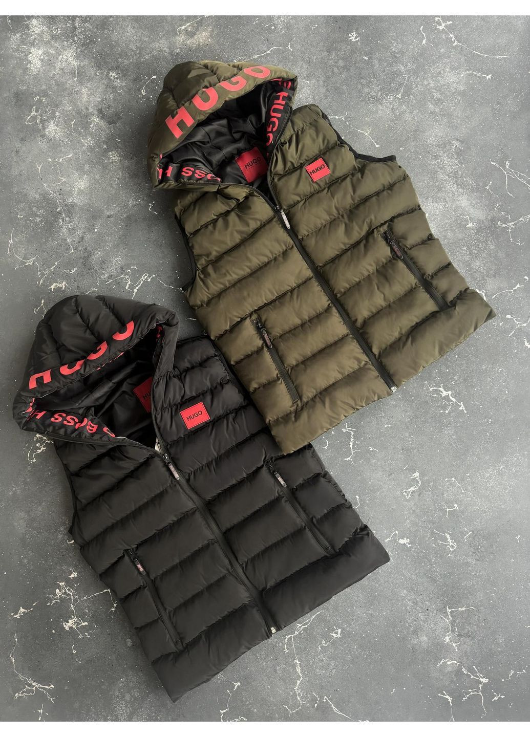 Чоловіча бежева жилетка з капюшоном в стилі hugo boss No Brand (366352309)