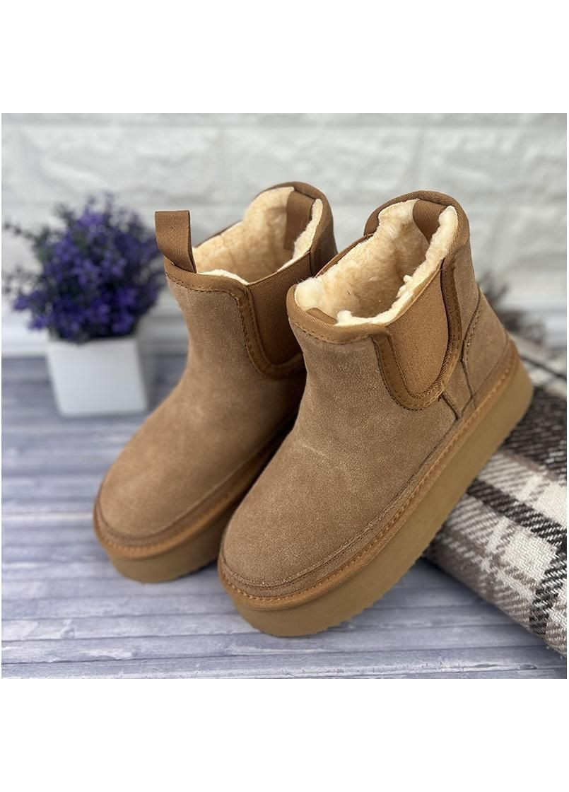 Уггі жіночі замшеві на платформі челсі Е-00880-20 Коричневі No Brand (301213561)