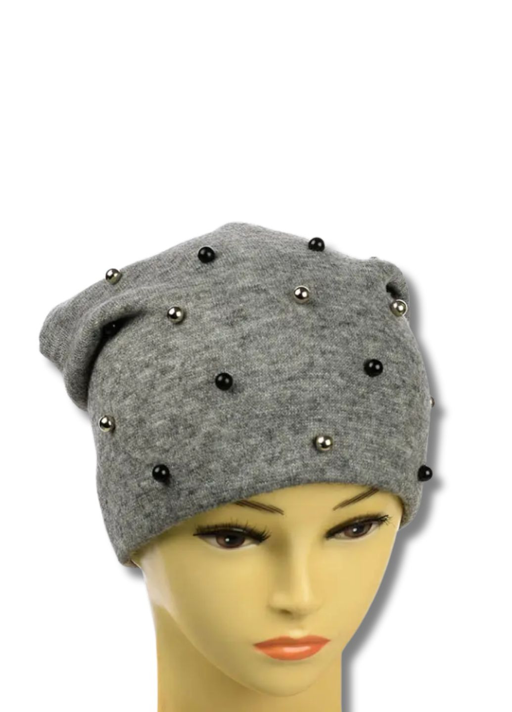 Жіноча шапка з ангори з намистинами - Sofi No Brand Шапка жіноча (352690400)