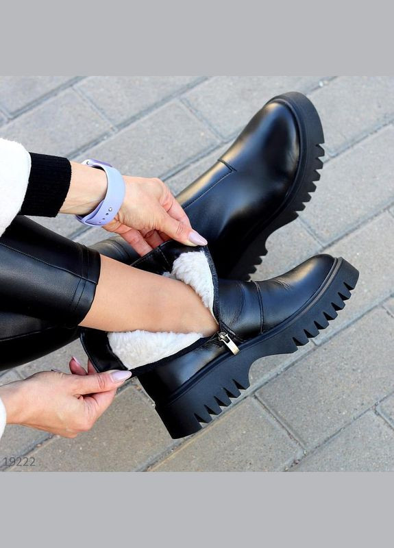 Зимние зимние кожаные ботинки, ботинки на зиму кожаные Garti без декора