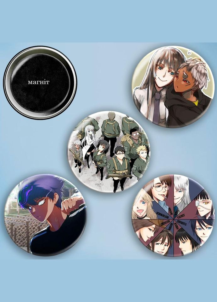 Фотомагніти 4 шт круглі магніти набір Колекція Джюнд Іто 56 мм #073 чорний No Brand (309159663)