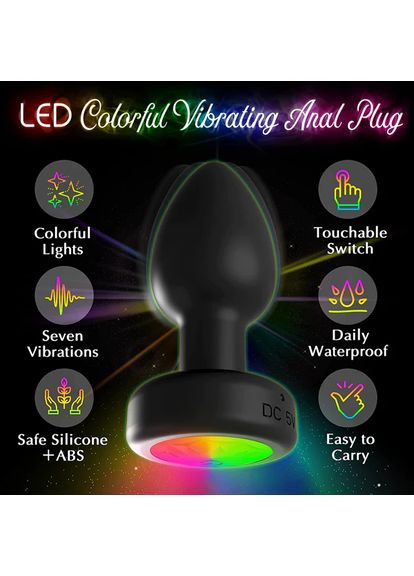 Анальна пробка LED Райдужна Rainbow (370202993)