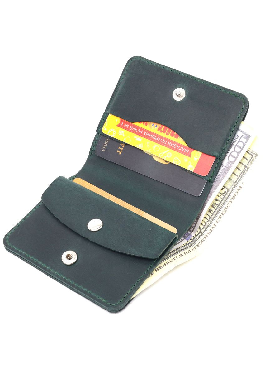 Винтажное кожаное портмоне с монетницей унисекс зеленое (sku_16603) No Brand (327819456)