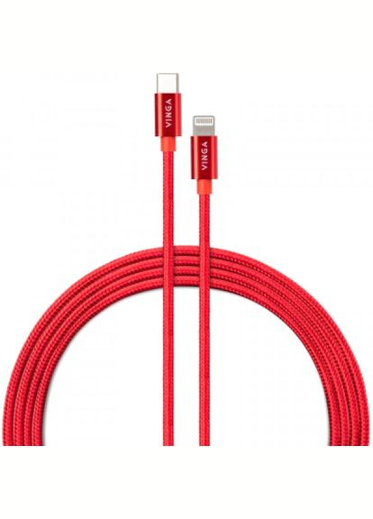 Дата кабель USBC to Lightning 1.0m 20W Nylon Red (VCDCCLM531) Vinga usb-c to lightning 1.0m 20w nylon red (268145055)