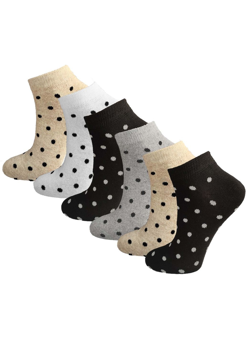 Комбіновані шкарпетки короткі 6 пар житомир ws 259/6 р.36-40 XTeam горошок (351581667)