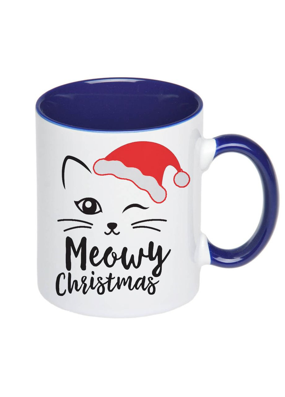 Чашка з принтом, друк макету "Meowy Christmas" 330мл (колір чорний)(17094) No Brand (312487635)
