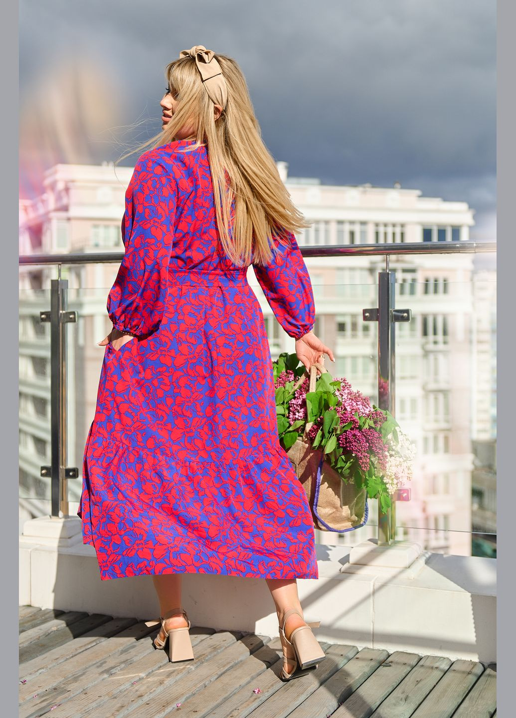Розовое кэжуал трендовое платье рубашка No Brand с цветочным принтом