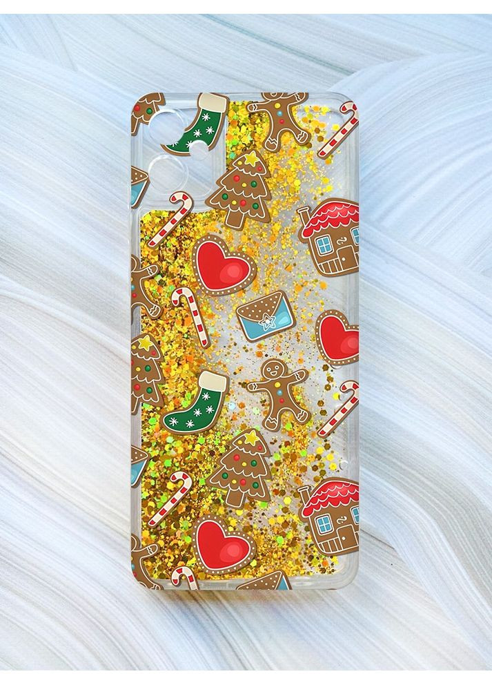 Чохол з плаваючими блискітками на Samsung Galaxy A05 (A055) Золотий Різдвяний фон (принт 181) CASE CONTROL (362964700)
