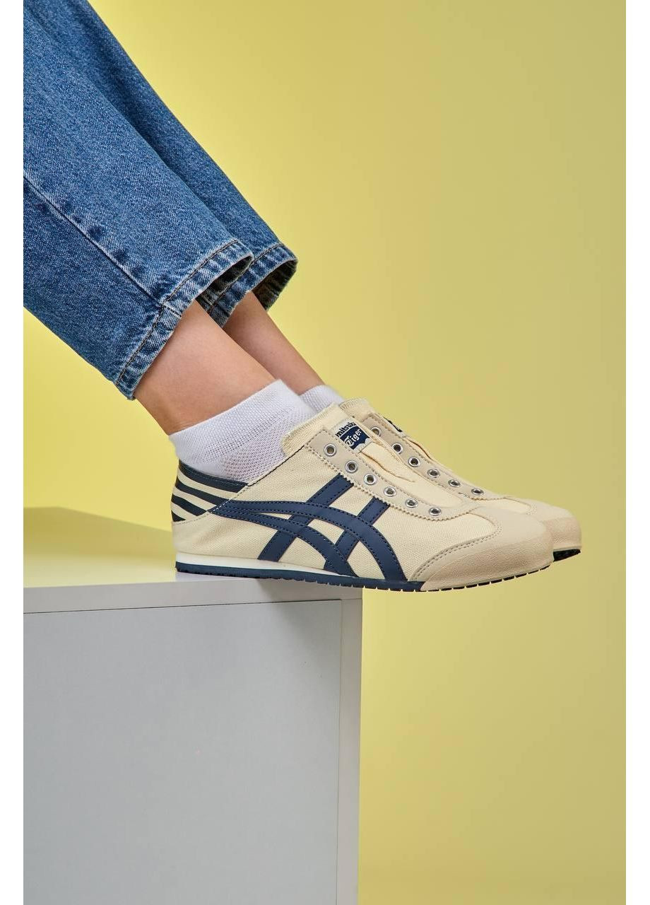 Бежевые демисезонные кроссовки мужские asics onitsuka tiger mexico 66 slip on paraty cream navy асикс онитцука тайгер No Brand