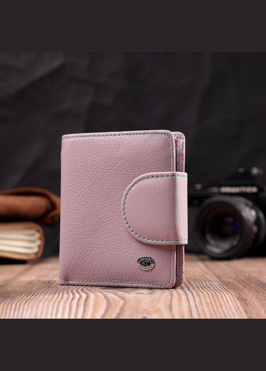 Женский кошелек из натуральной кожи с монетницей снаружи 19456 Бежевый st leather (306881740)