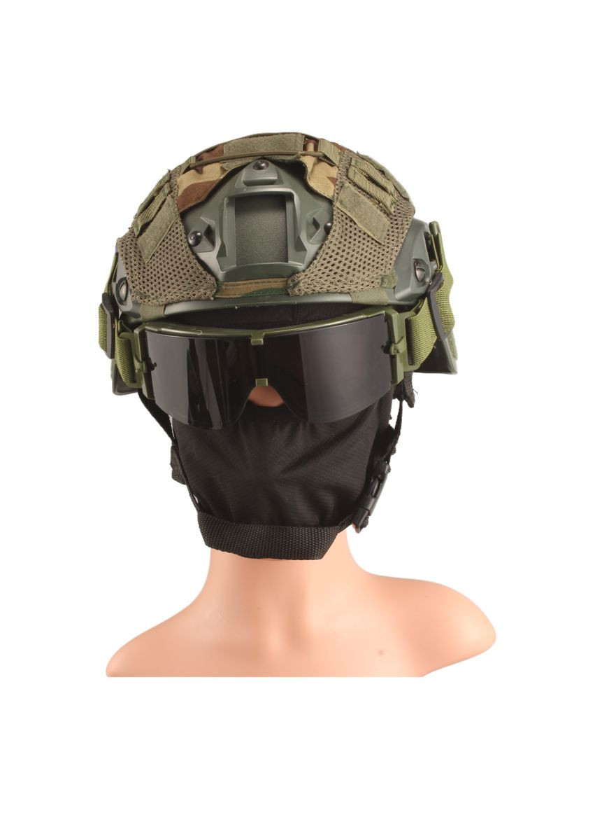 Тактические очки-маска с креплением на каску и тремя сменными линзами Олива Solve (329741359)