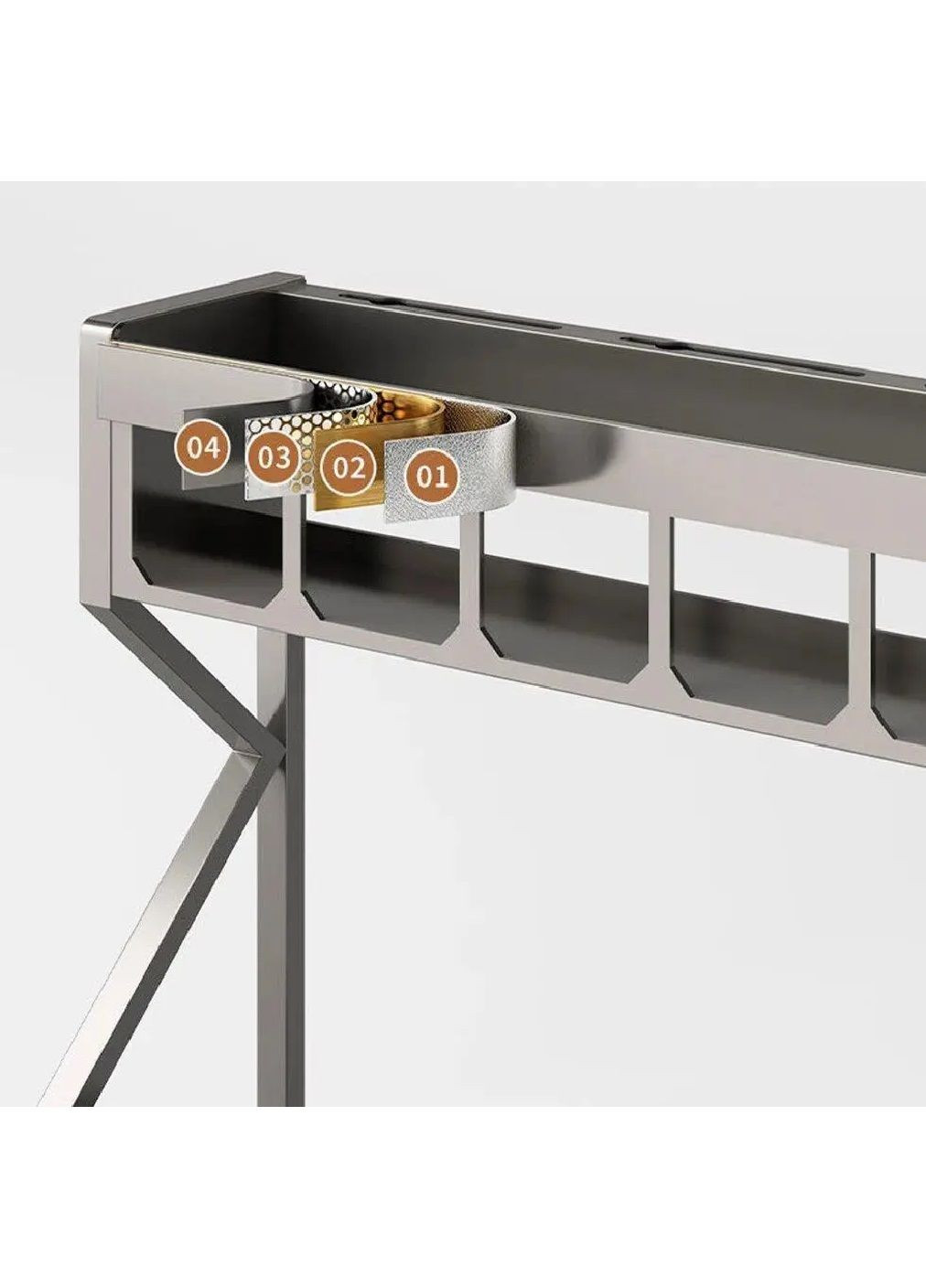 Кухонна полиця стійка підставка тримач для кухонних приладів приладдя з відсіками для спецій 55х21х43 см (480915-Prob) Unbranded (347729771)