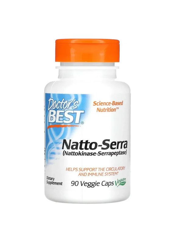 Наттокиназа и серрапептаза, Natto-Serra,, 90 вегетарианских капсул Doctor's Best (361118840)