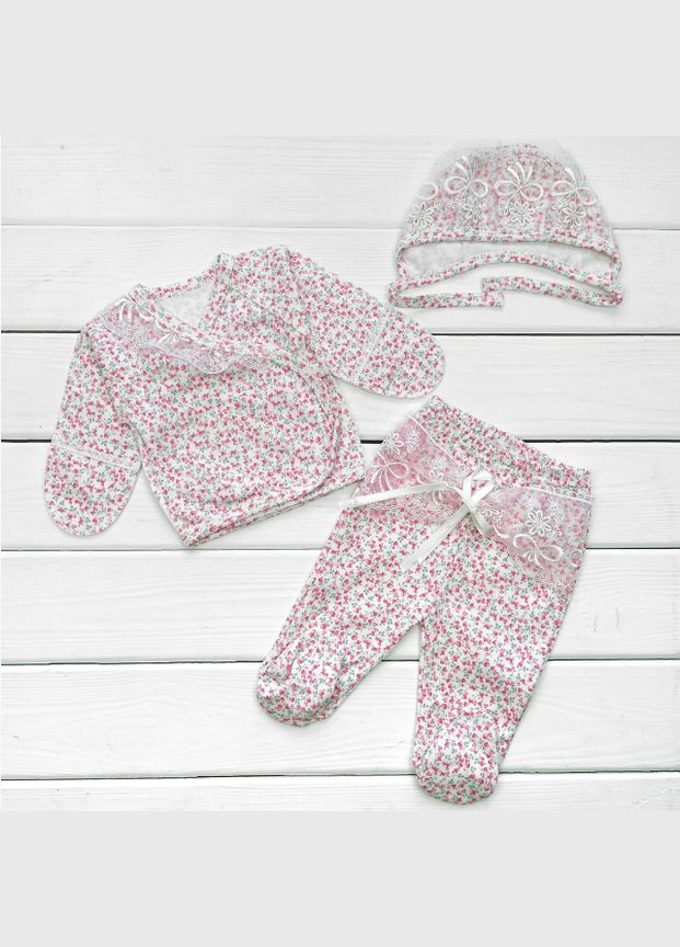 Розовый летний комплект для новорожденной lady розовый Malena
