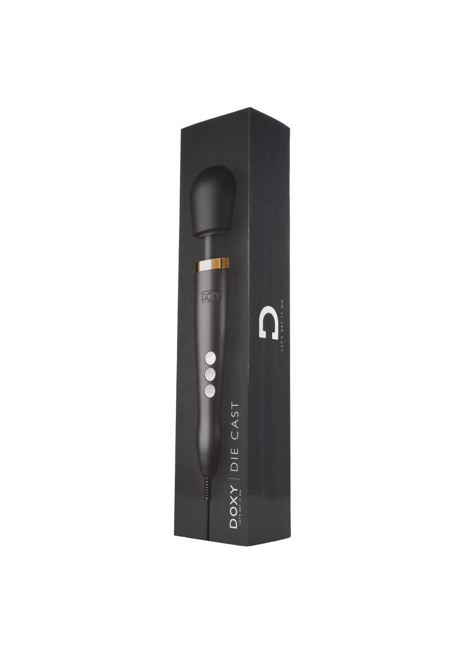 Преміальний вібромасажер DOXY Die Cast матово-чорний, з покриттям із 24-каратного золота No Brand (366877211)