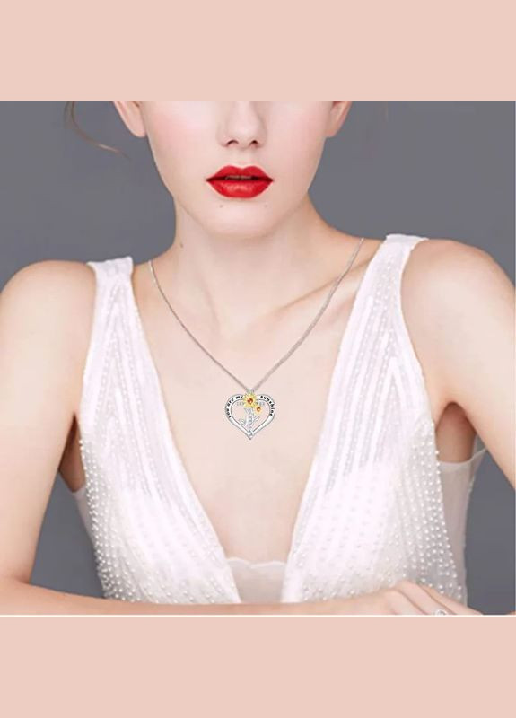 Цепочка с кулоном женская серебристая крестик с подсолнухами и белыми фианитами Liresmina Jewelry (290664061)