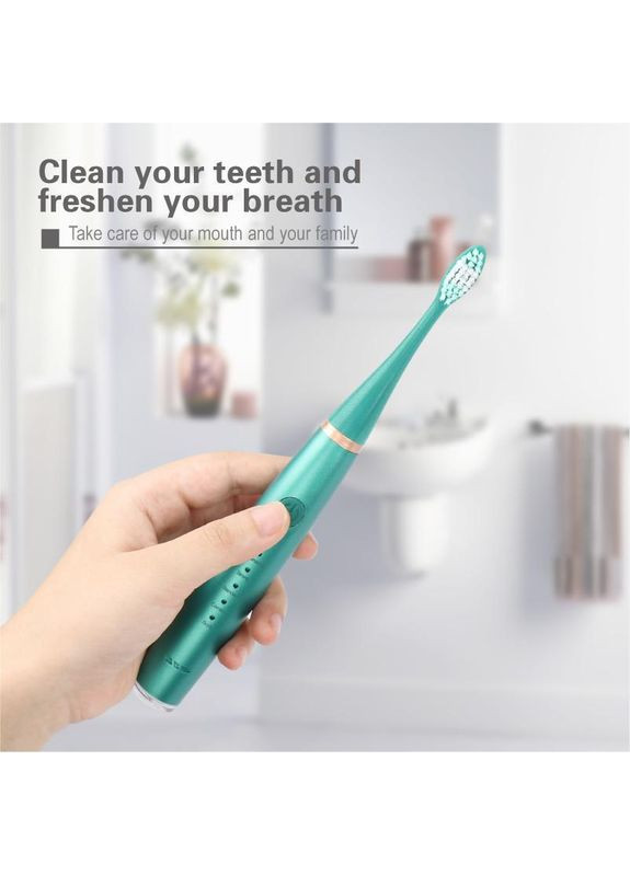 Ультразвукова зубна щітка-скалер 3в1 для видалення зубного нальоту Electric Dental Scaler з 3 насадками Green No Brand (361152153)