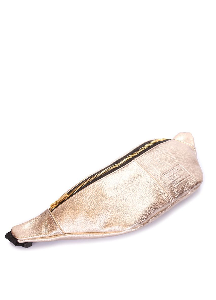 Кожаная сумка-бананка золотая PoolParty (372657701)