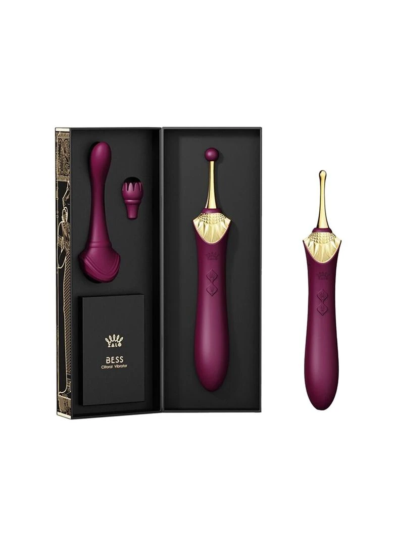 Вагінально-кліторальний вібратор Bess Velvet Purple, мультифункціональний із насадками Zalo (283251457)
