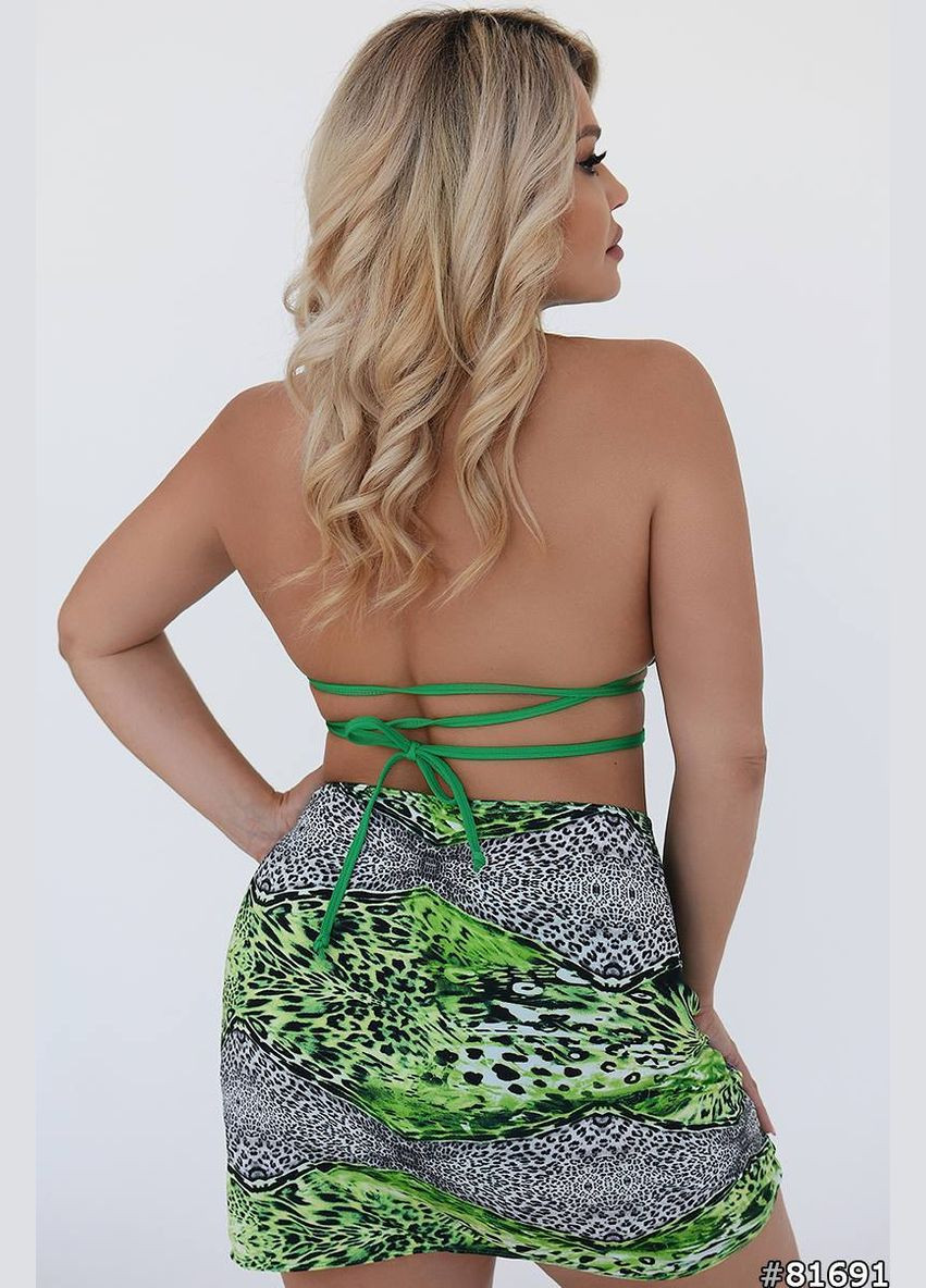 Зеленый летний купальник тройка бикини Garna
