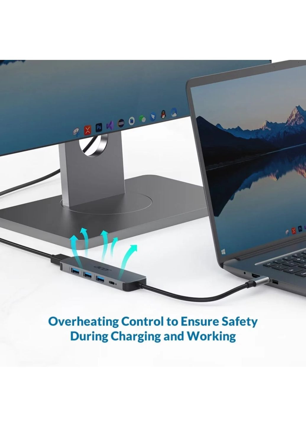 Хаб 5in1 USB-С > 3xUSB-A3.0/HDMI/USB-C, 0.15м, сірий Acer (370620587)