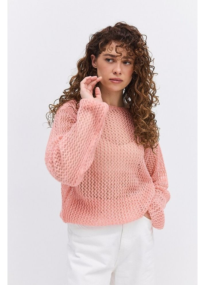 Рожевий жіноча ажурна в’язана кофта «павутинка» mkar200278 Arjen