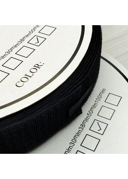 Липучка швейна пришивна 3,8 см Чорна 22,5м. Plus-plus (354798003)