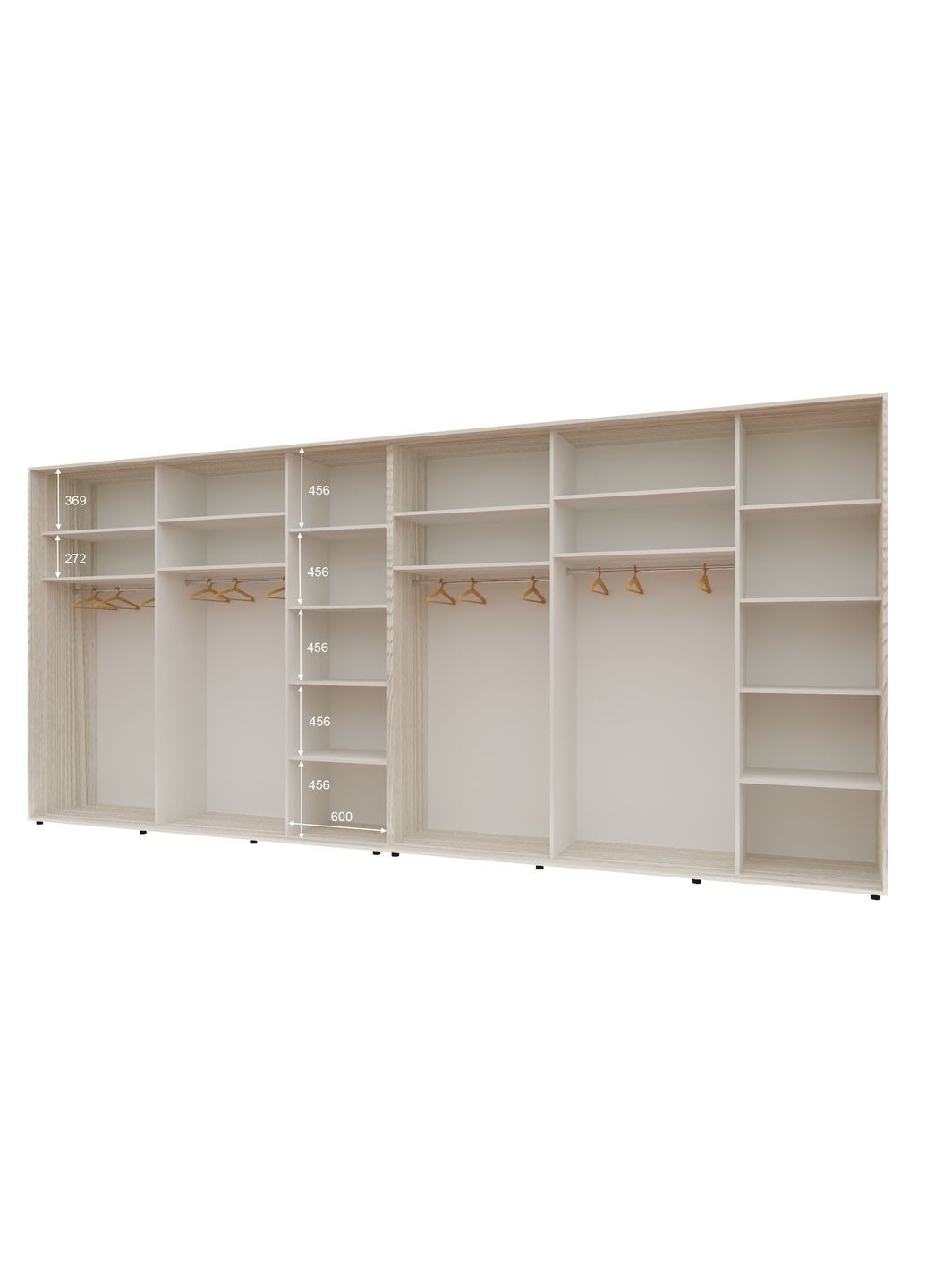 Шкаф-купе шестидверный Комфорт Мебель 520*60*240 см Дуб Беленый 4 двери ДСП + 2 двери Зеркало Стандарт Комфорт Меблі (360430734)