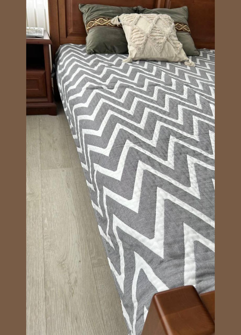 Бавовняне покривало на ліжко 230х200 Темно сірий (П4К-M-muslin03-04) No Brand (306633089)