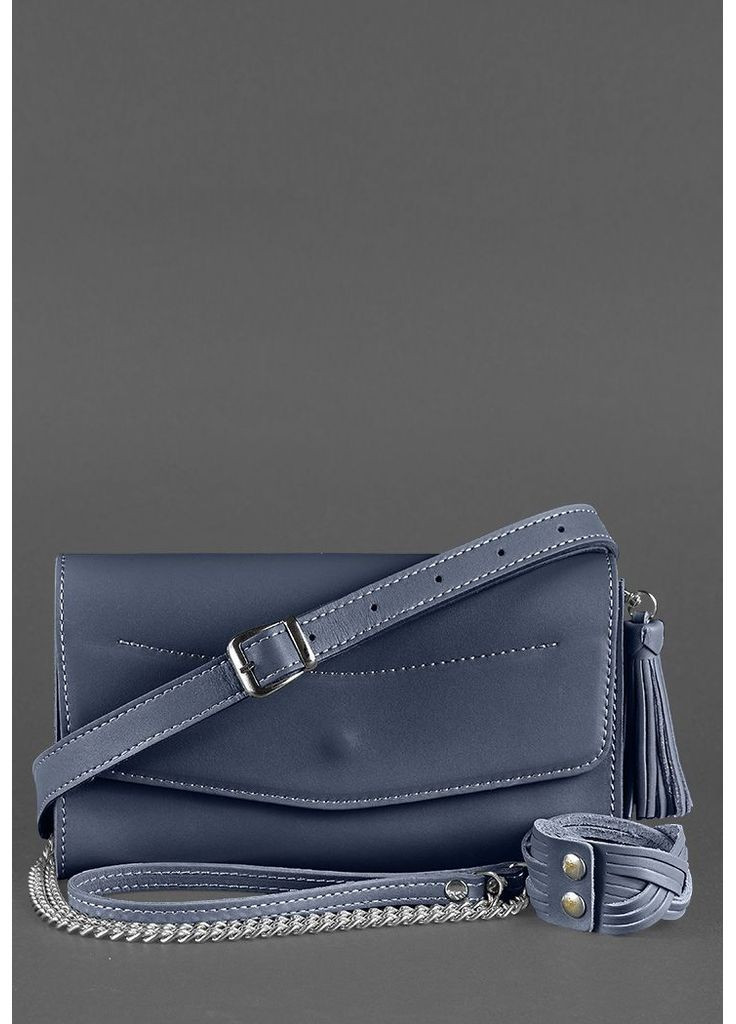 Шкіряна жіноча сумка Еліс темно-синя BlankNote клатч (348359329)