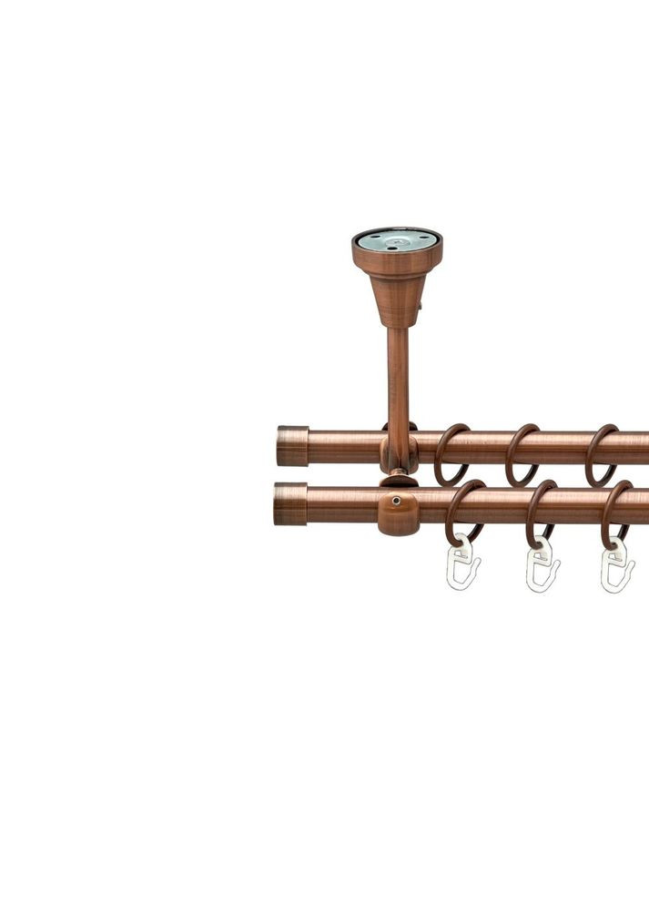 Карниз Заглушка металевий дворядний відкритий до стелі гладка труба Мідь 16\16 мм 120 см (00-00020105) ORVIT (300688179)