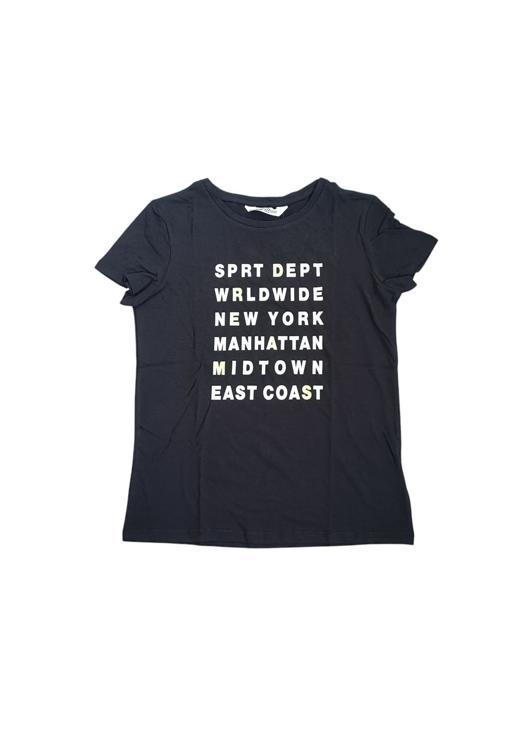 Чорна літня підліткова футболка для дівчинки 146-152 см чорний (250122024) H&M