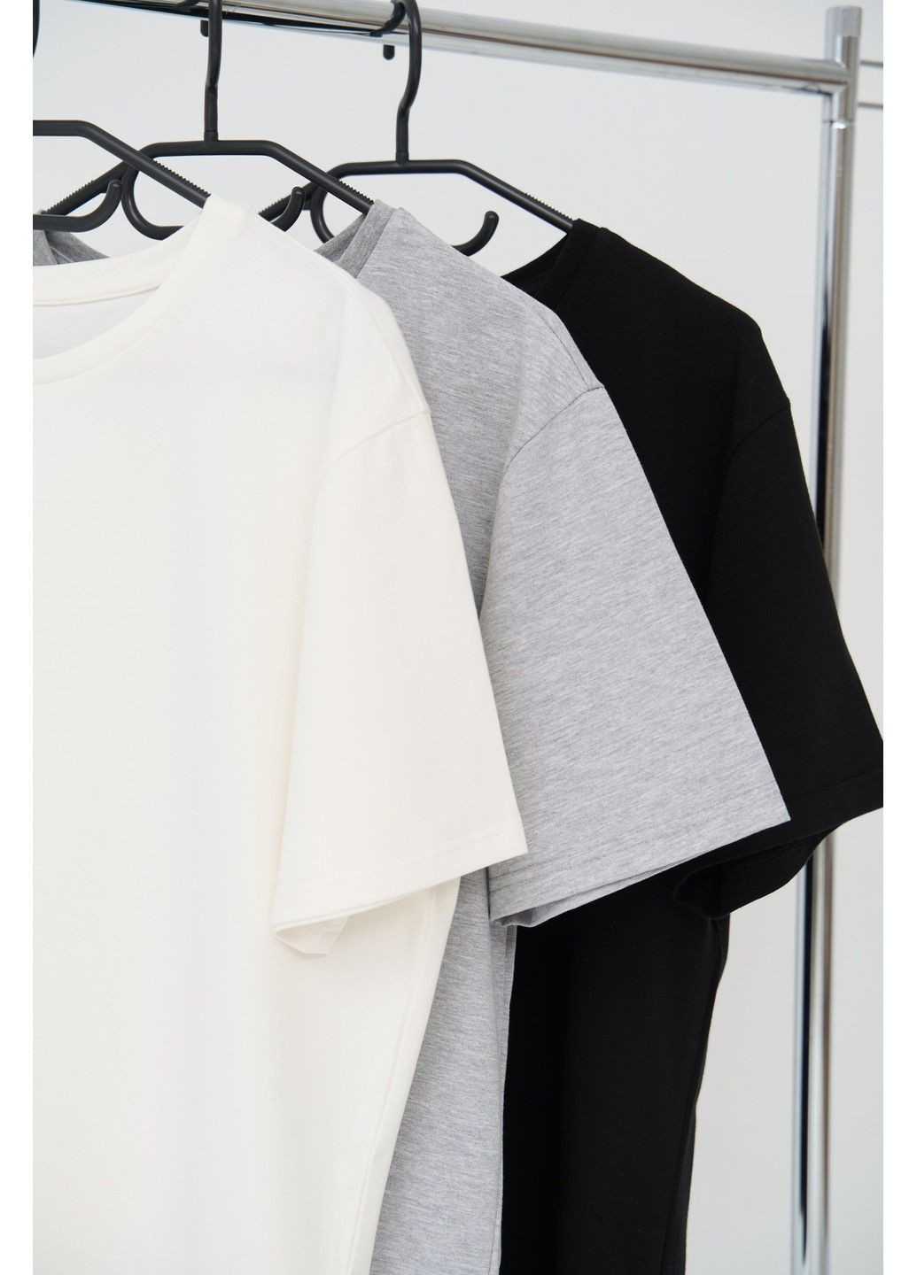 Комбінована набір футболок чоловічих cotton basic 3 шт (молочна, сірий меланж, чорна) Handy Wear