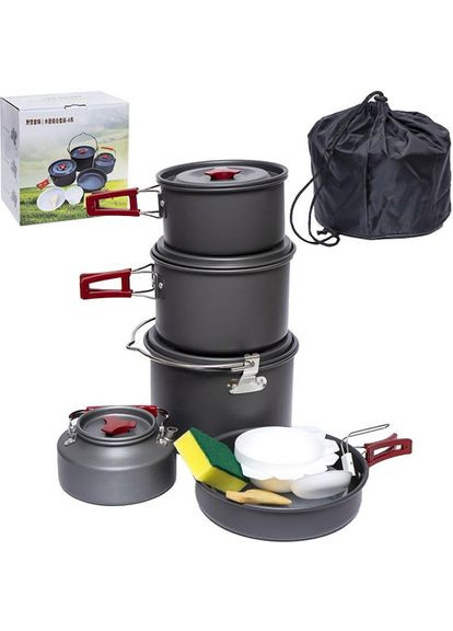 Набор производной посуды складной на 6 персон, 14 предметов, алюминий, AL-601, 107457 No Brand (371897077)