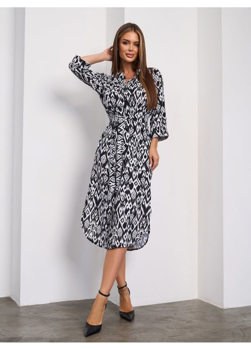 Чорна повсякденний сукня issa pus a-653 чорний/білий ISSA PLUS