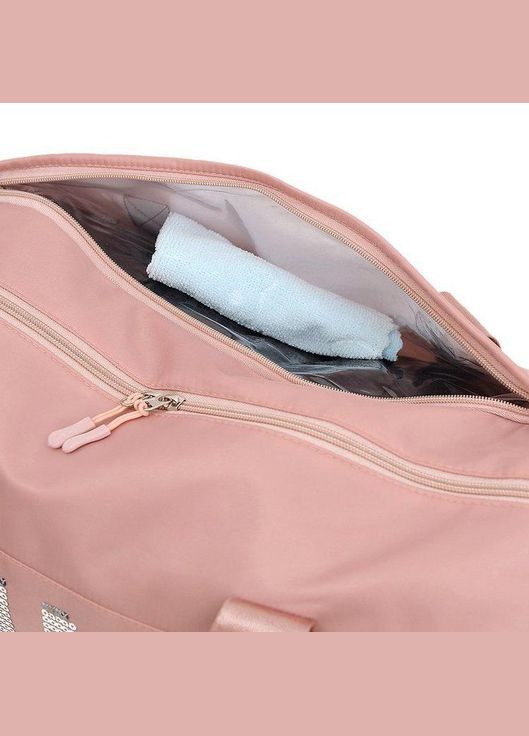 Сумка спортивна жіноча з паєтками, сумка для фітнесу з відділом взуття Рожева ( код: IBS143P ) V-Sport (331902331)