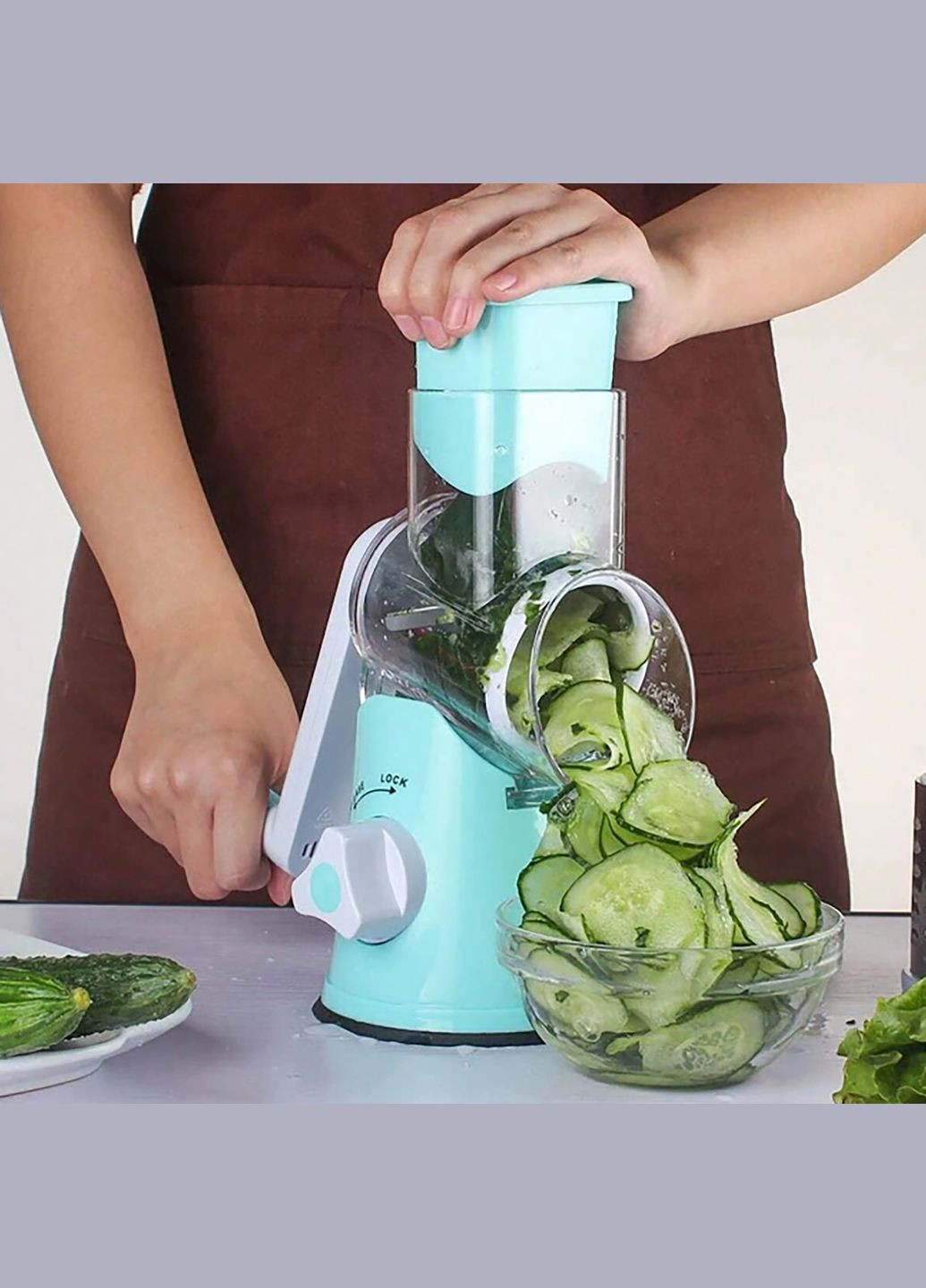 Універсальна ручна овочерізка подрібнювач терка мультислайсер Блакитний Kitchen Master (301796686)