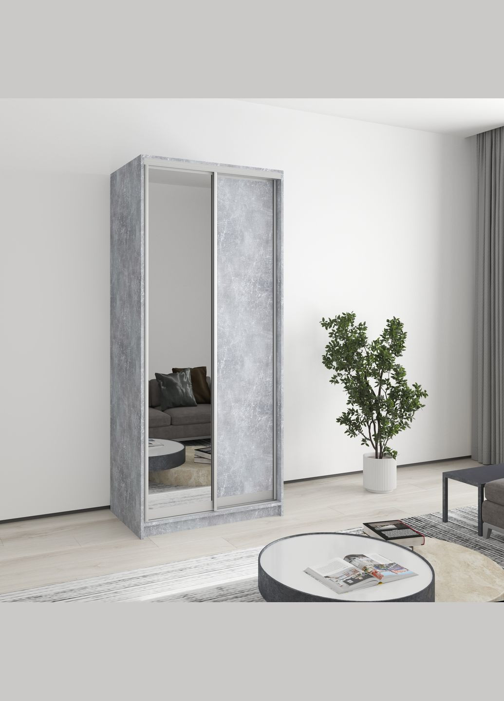 Шафа-купе дводверна Уні AL ДСП/Дзеркало 90x60x210 см (MBS-2629) MebelStar (346288174)