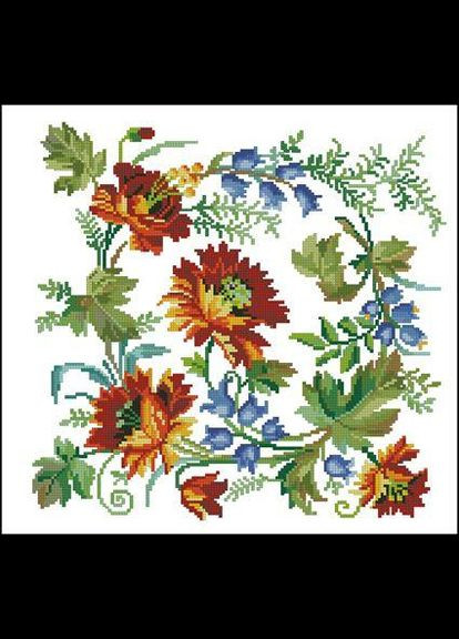 Набір для вишивки хрестиком. Розмір: 40*40 см/26*24 см Квітник Лоскуток (315354327)