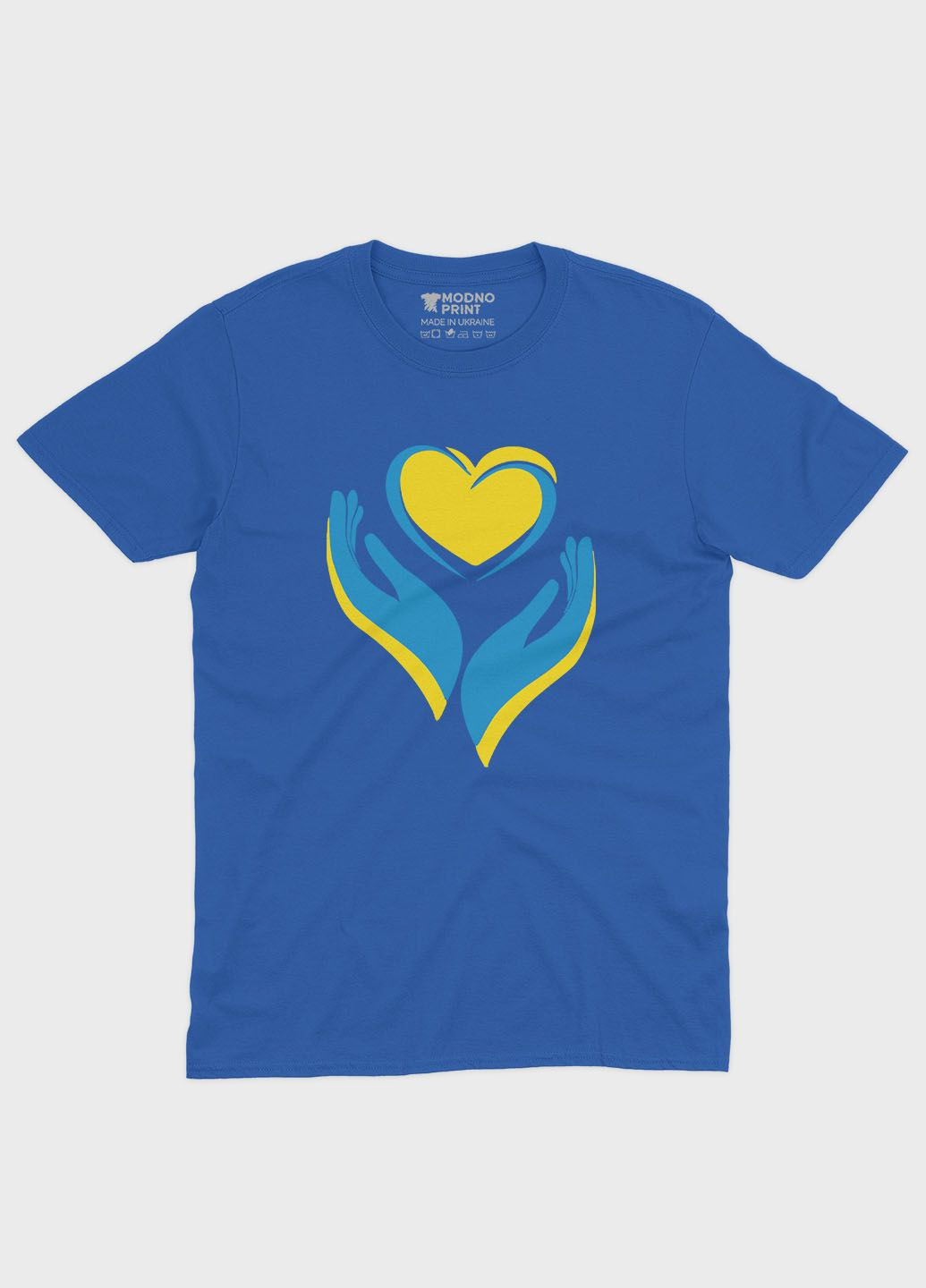Синя чоловіча футболка з патріотичним принтом серце та лодоні (ts001-2-brr-005-1-029) Modno