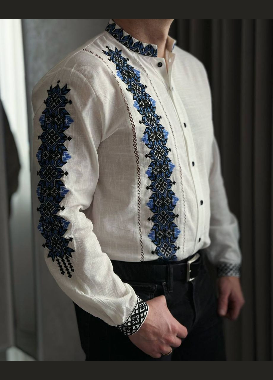Белая вышиванка Garna узор орнамент прямой хлопок, полиэстер (325989469)